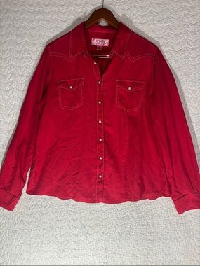 Ryan Michael Bright Red Women's Button-Down Western Shirt